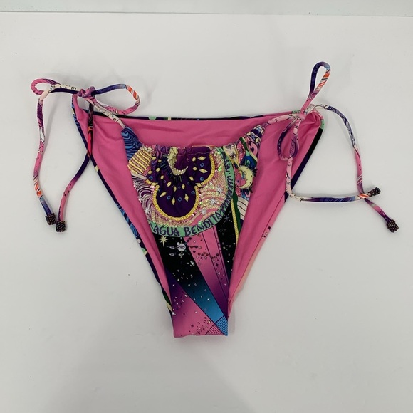 Agua Bendita Aldana Eter string bikini swim bottom tie beading sequin new Large - Picture 1 of 5